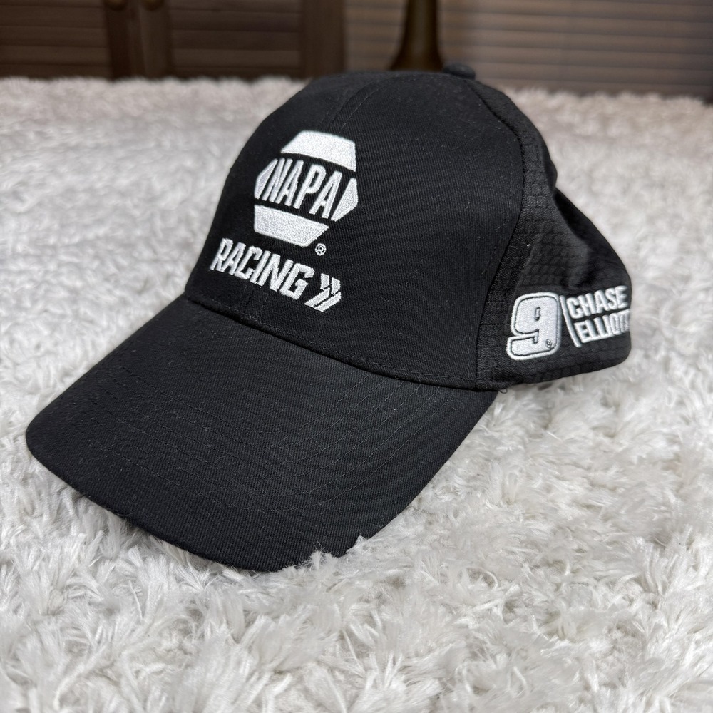 Chase Elliott Hat Cap Strap Back Mens Napa Black White NASCAR Racing #9 Dadcore